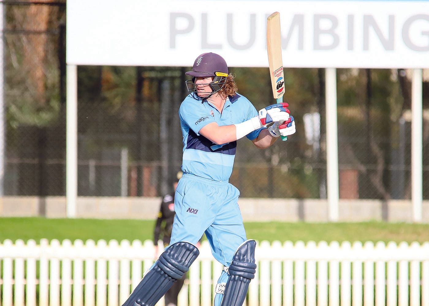 On an elevated stage