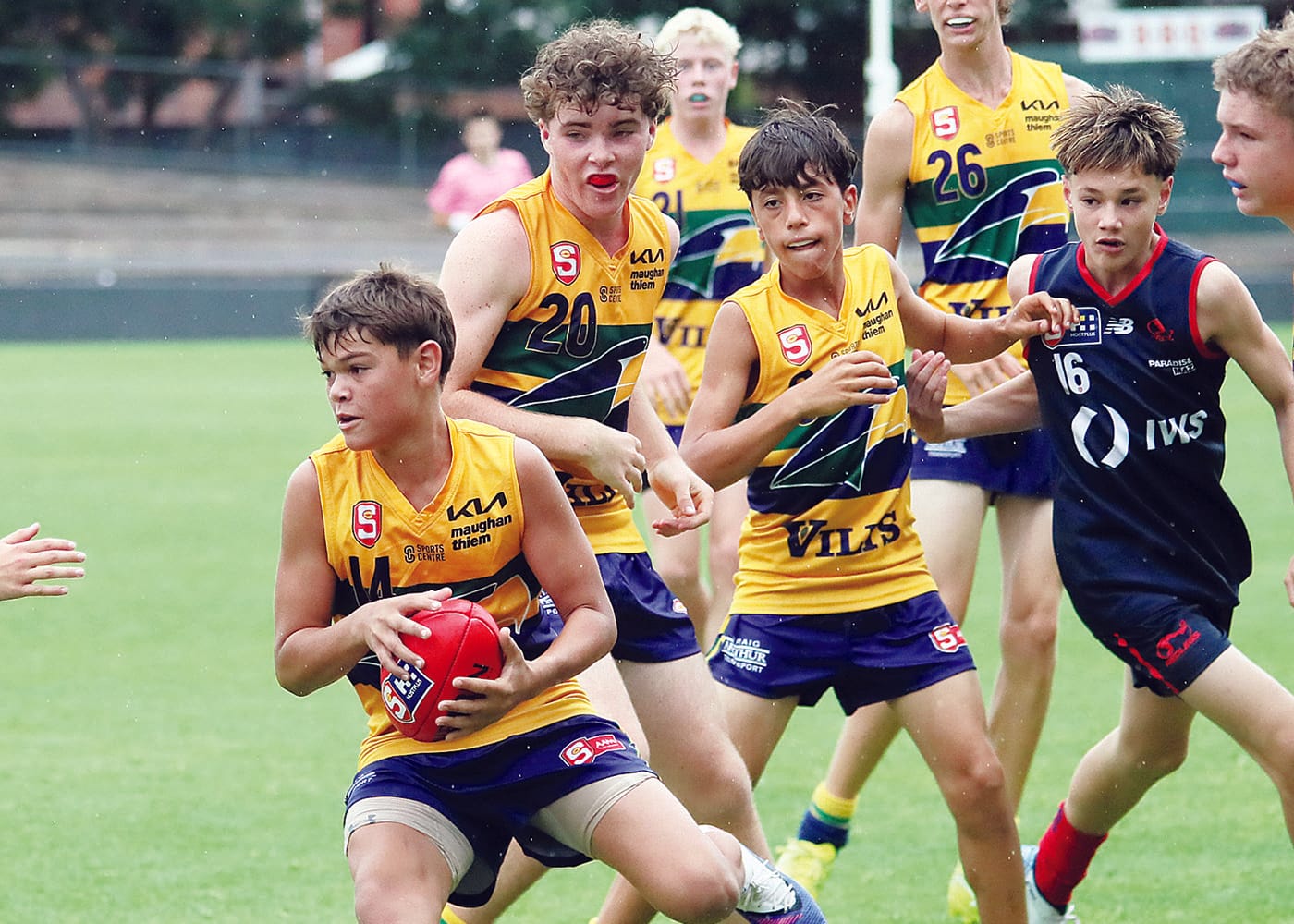 On an elevated stage