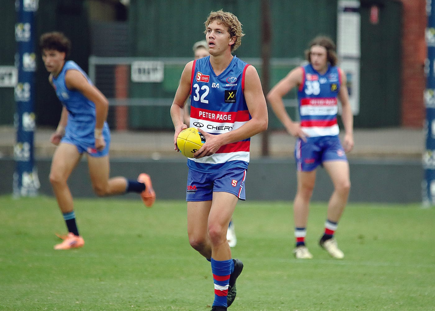 On an elevated stage