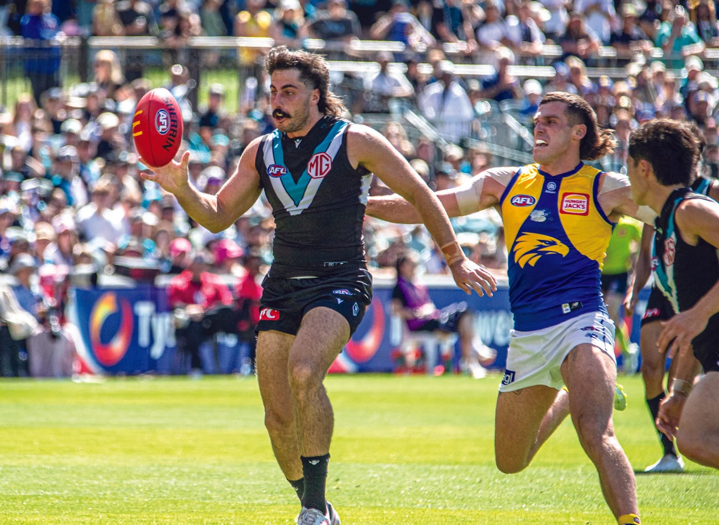 On an elevated stage