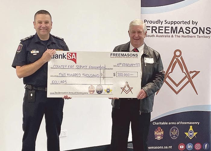 Freemason donation supports Marion Bay CFS post image
